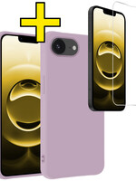 LUQ LUQ iPhone 16E Hoesje Siliconen Met Screenprotector Met Dichte Notch - Lila