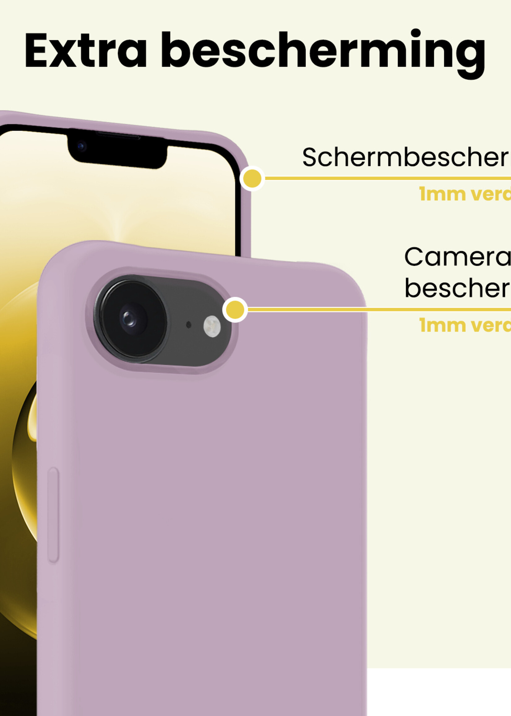 LUQ LUQ iPhone 16E Hoesje Siliconen Met Screenprotector Met Dichte Notch - Lila