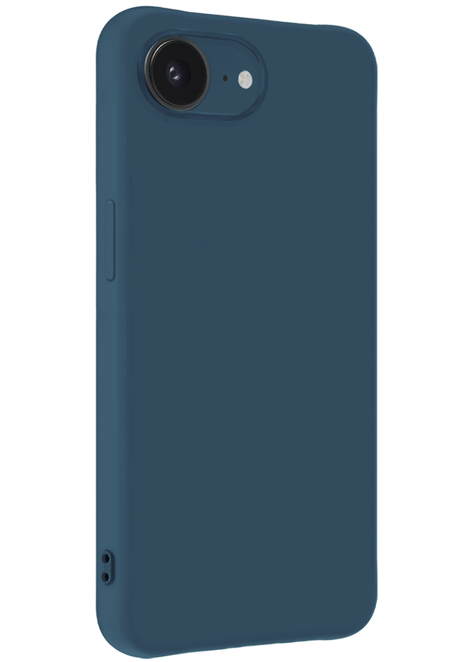 LUQ LUQ iPhone 16E Hoesje Siliconen Met 2x Screenprotector Met Dichte Notch - Donkerblauw