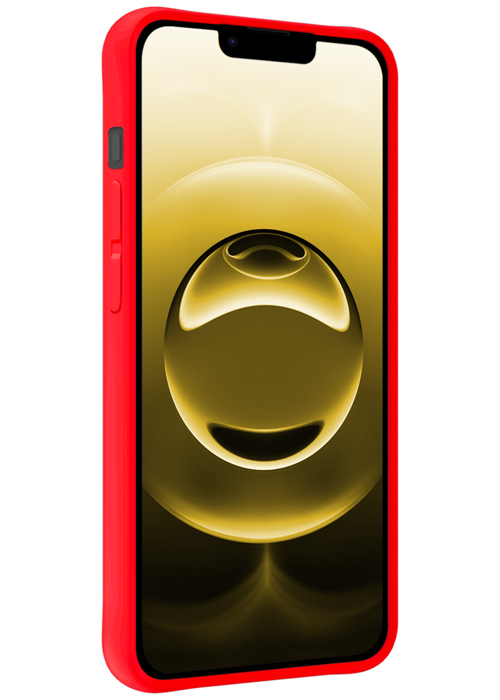 LUQ LUQ iPhone 16E Hoesje Siliconen Met 2x Screenprotector Met Dichte Notch - Rood