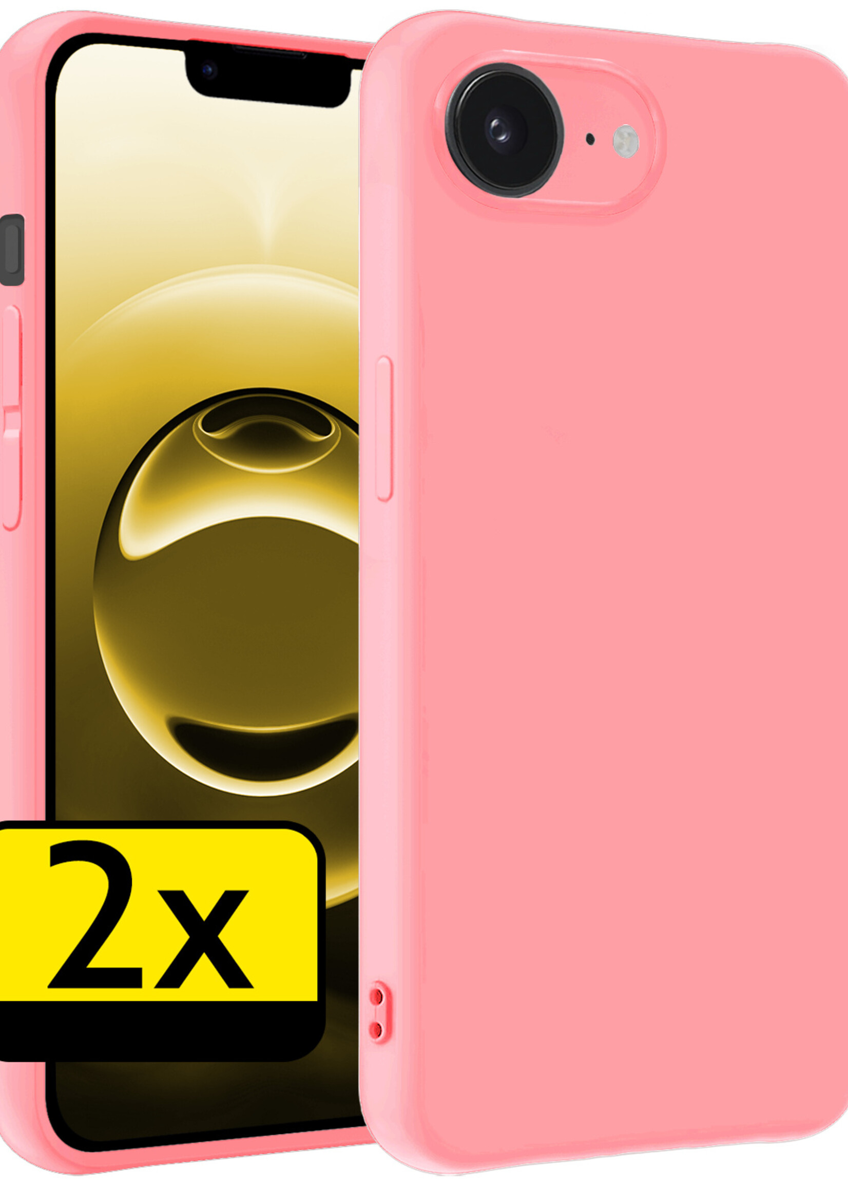 LUQ LUQ iPhone 16E Hoesje Siliconen - Lichtroze - 2 PACK