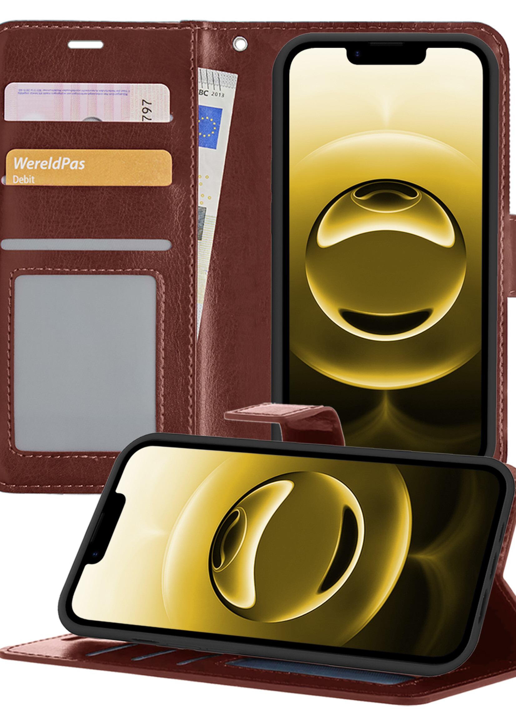 LUQ LUQ iPhone 16E Hoesje Bookcase - Bruin