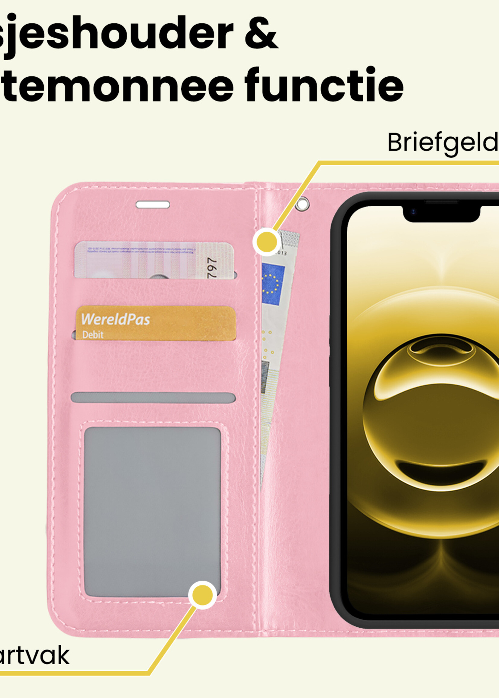 LUQ LUQ iPhone 16E Hoesje Bookcase - Lichtroze