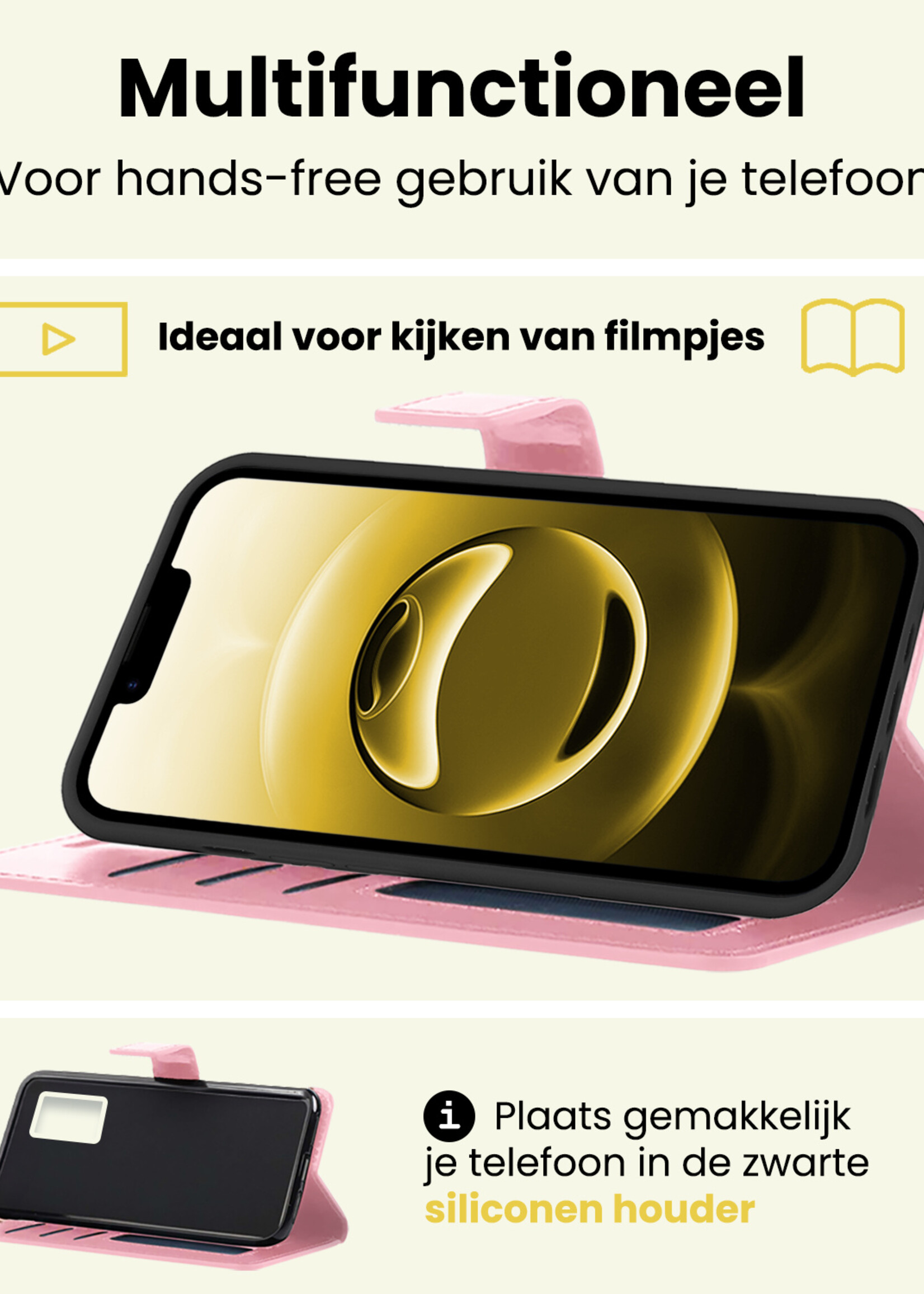 LUQ LUQ iPhone 16E Hoesje Bookcase - Lichtroze