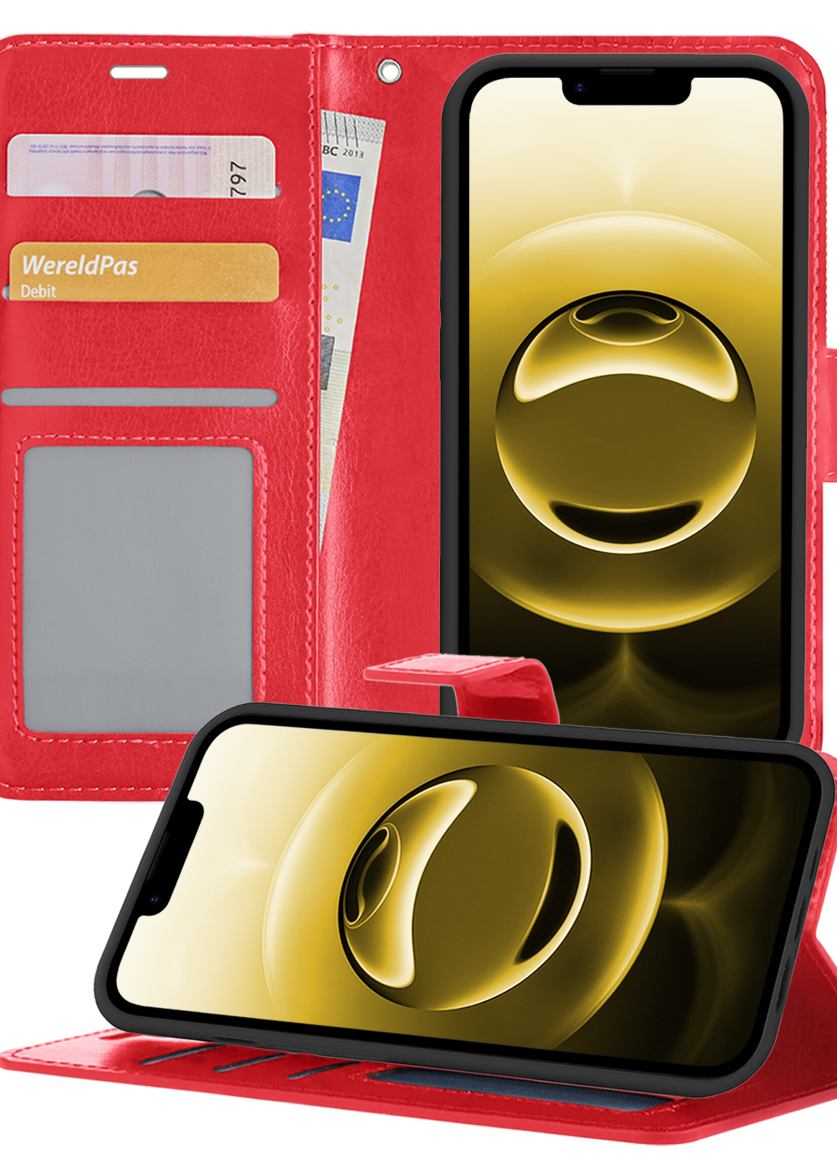 LUQ LUQ iPhone 16E Hoesje Bookcase - Rood