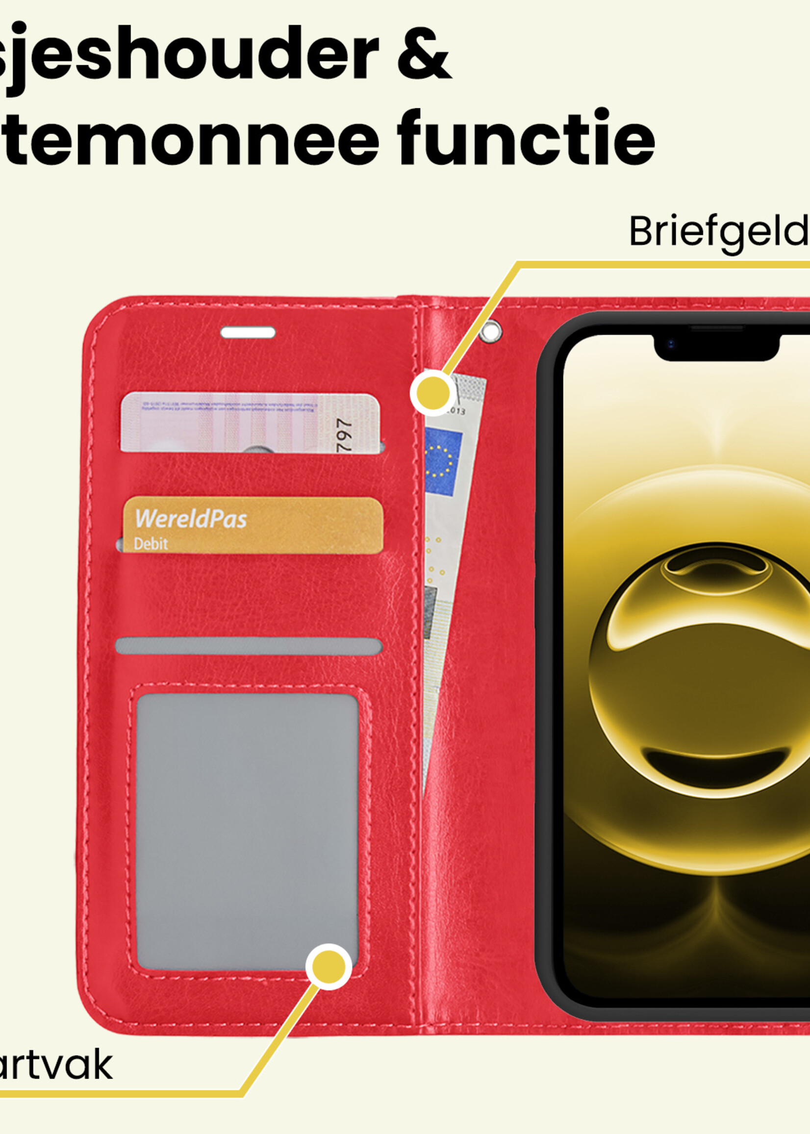 LUQ LUQ iPhone 16E Hoesje Bookcase - Rood