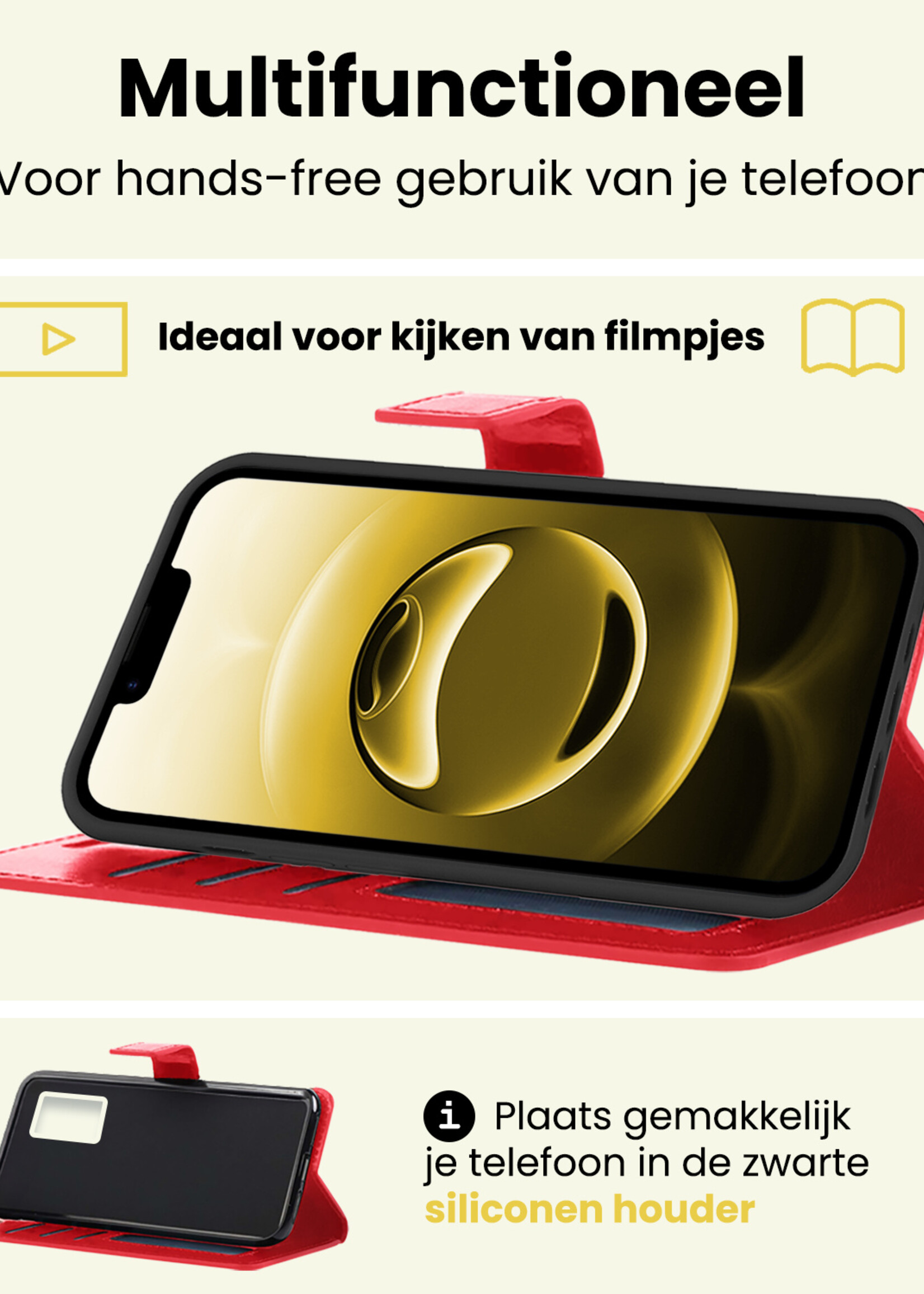 LUQ LUQ iPhone 16E Hoesje Bookcase - Rood