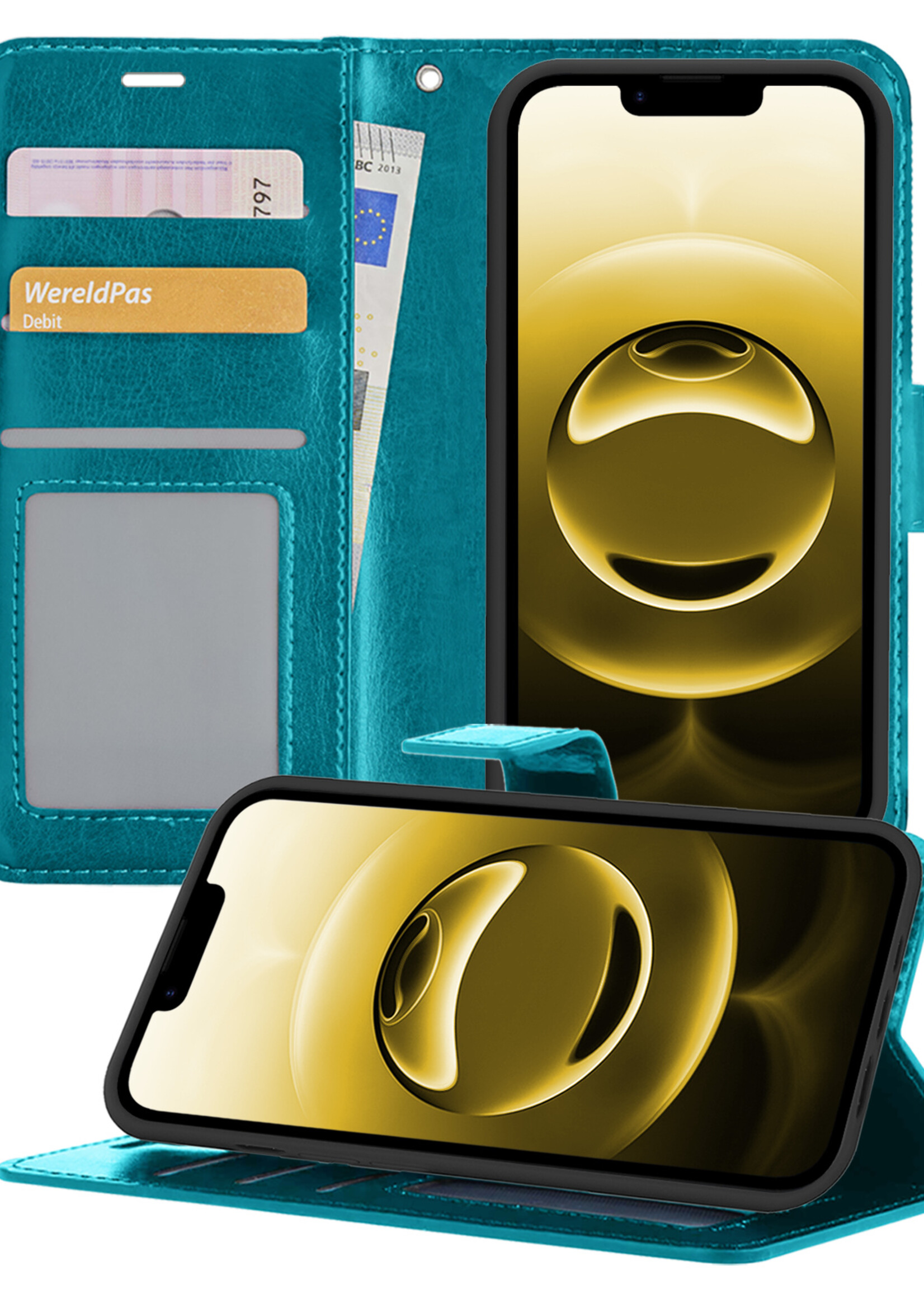 LUQ LUQ iPhone 16E Hoesje Bookcase - Turquoise