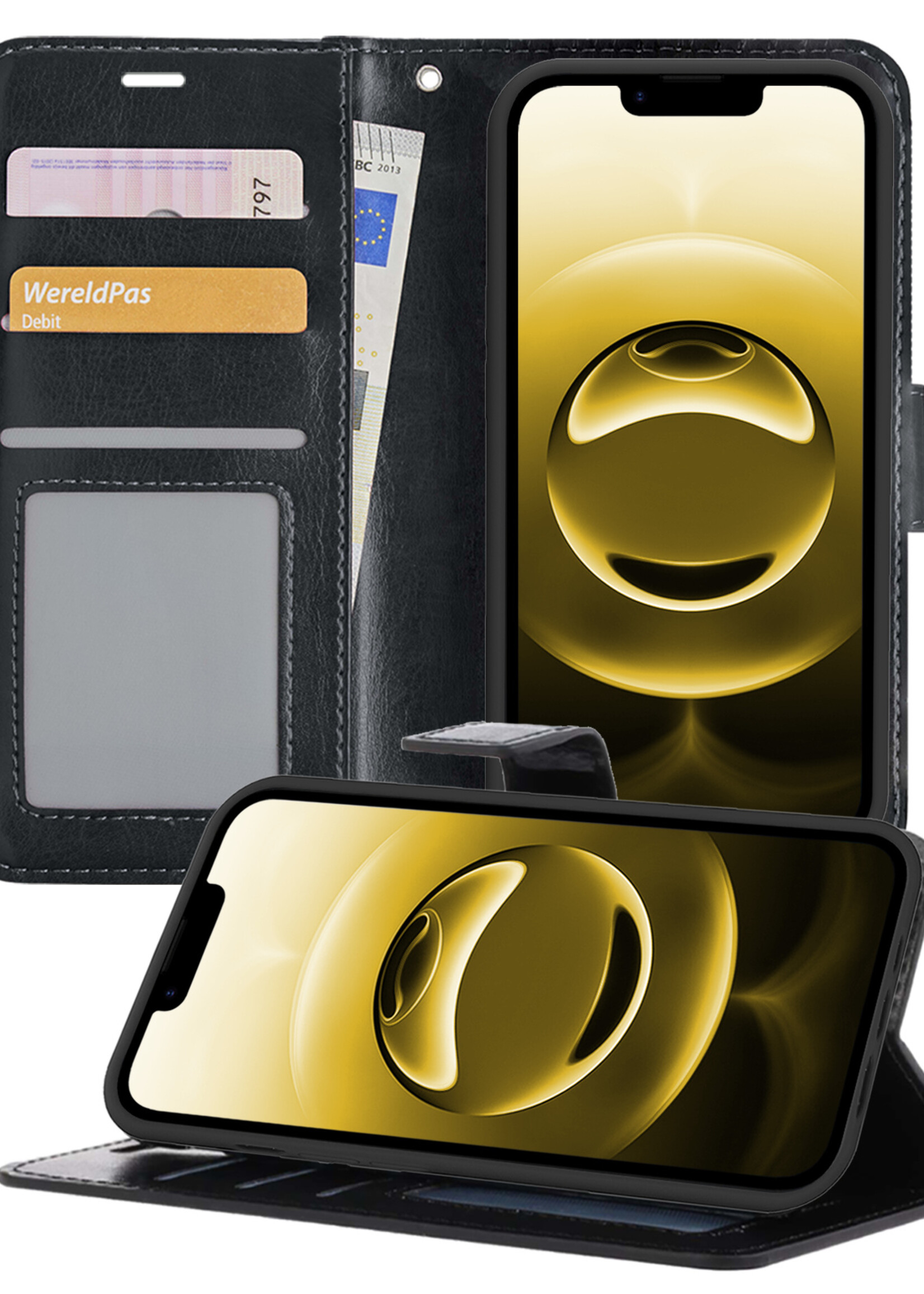 LUQ LUQ iPhone 16E Hoesje Bookcase - Zwart