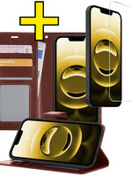 LUQ LUQ iPhone 16E Hoesje Bookcase Met Screenprotector - Bruin