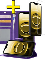 LUQ LUQ iPhone 16E Hoesje Bookcase Met Screenprotector - Paars