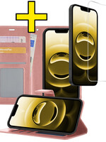 LUQ LUQ iPhone 16E Hoesje Bookcase Met Screenprotector - Rose Goud