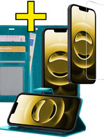 LUQ LUQ iPhone 16E Hoesje Bookcase Met Screenprotector - Turquoise
