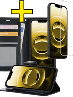 LUQ LUQ iPhone 16E Hoesje Bookcase Met Screenprotector - Zwart