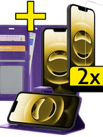 LUQ LUQ iPhone 16E Hoesje Bookcase Met 2x Screenprotector - Paars
