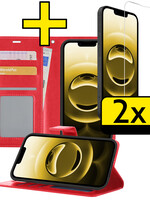 LUQ LUQ iPhone 16E Hoesje Bookcase Met 2x Screenprotector - Rood