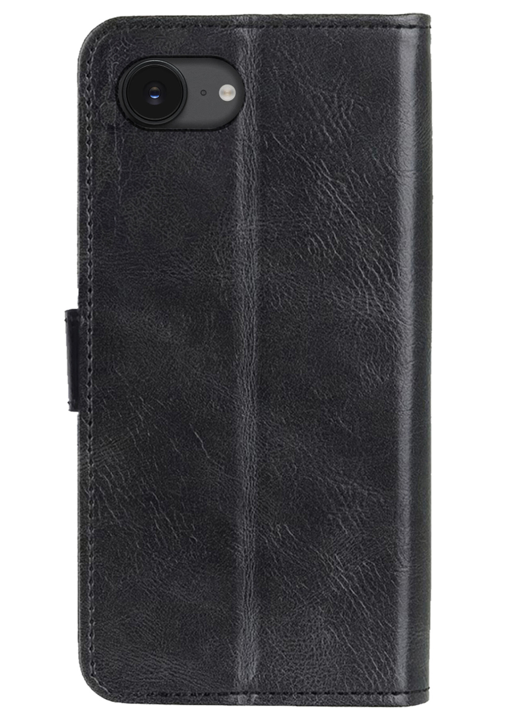 LUQ LUQ iPhone 16E Hoesje Bookcase Met 2x Screenprotector - Zwart