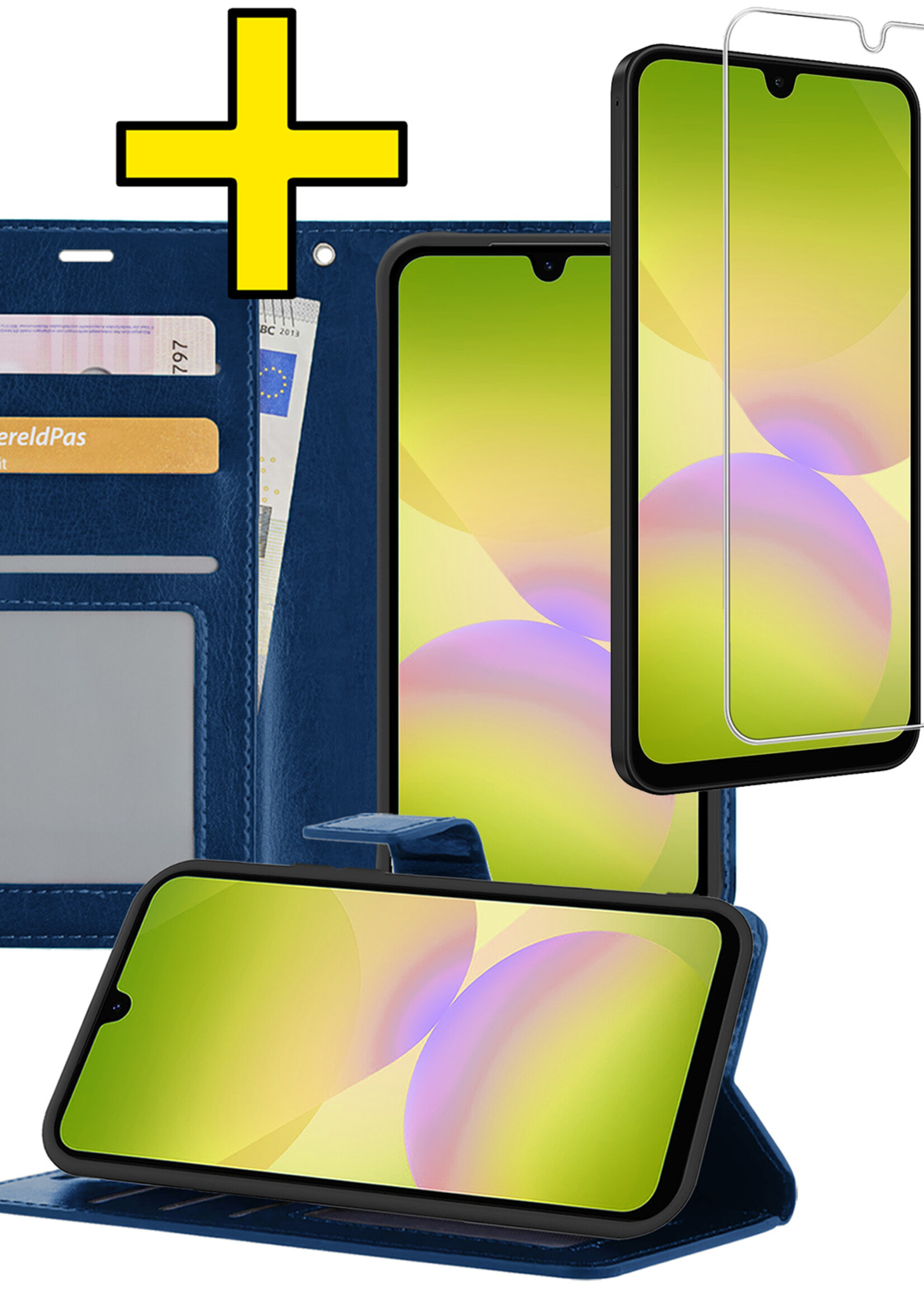 LUQ LUQ Samsung Galaxy A26 Hoesje Bookcase Met Screenprotector - Donkerblauw