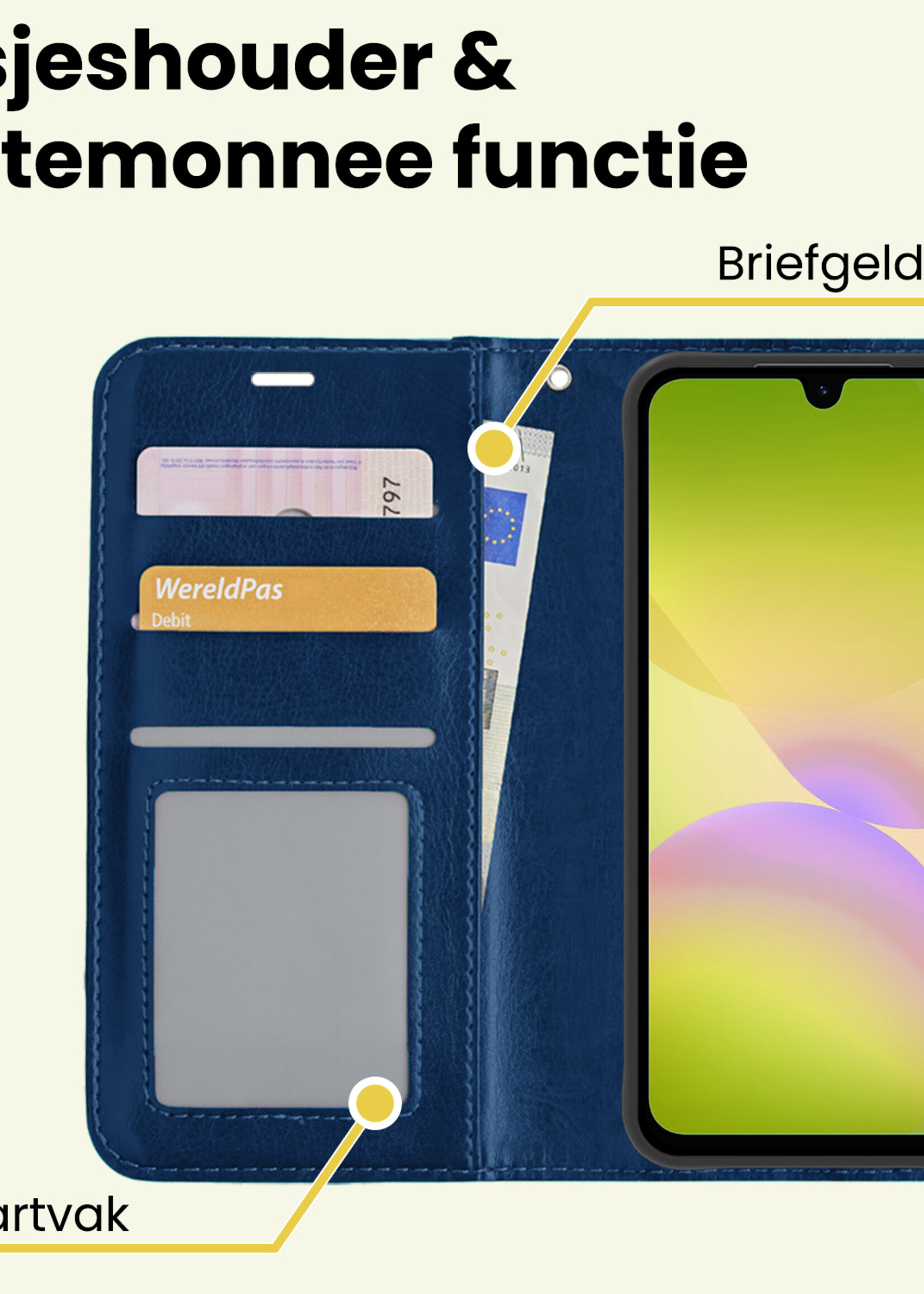 LUQ LUQ Samsung Galaxy A26 Hoesje Bookcase Met Screenprotector - Donkerblauw