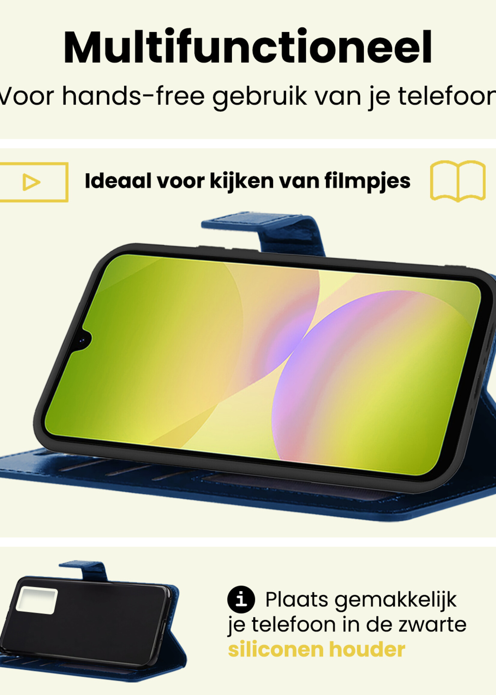 LUQ LUQ Samsung Galaxy A26 Hoesje Bookcase Met Screenprotector - Donkerblauw