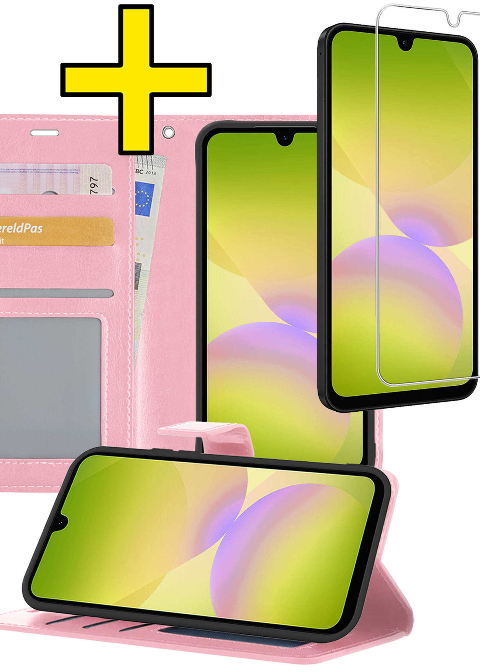 LUQ LUQ Samsung Galaxy A26 Hoesje Bookcase Met Screenprotector - Lichtroze