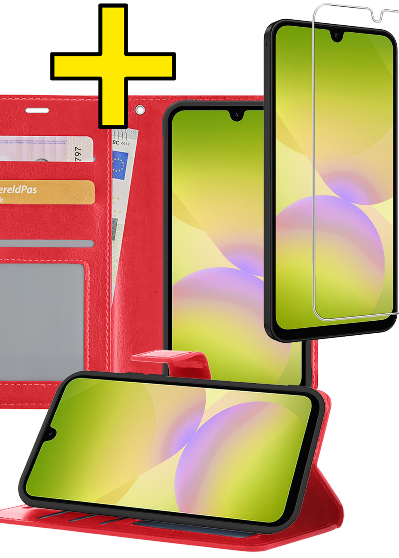 LUQ LUQ Samsung Galaxy A26 Hoesje Bookcase Met Screenprotector - Rood