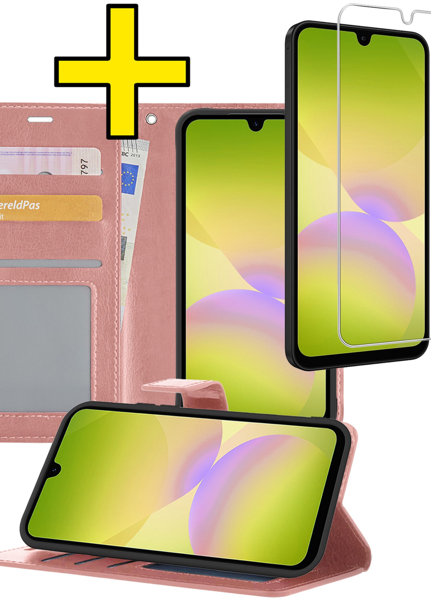 LUQ LUQ Samsung Galaxy A26 Hoesje Bookcase Met Screenprotector - Rose Goud