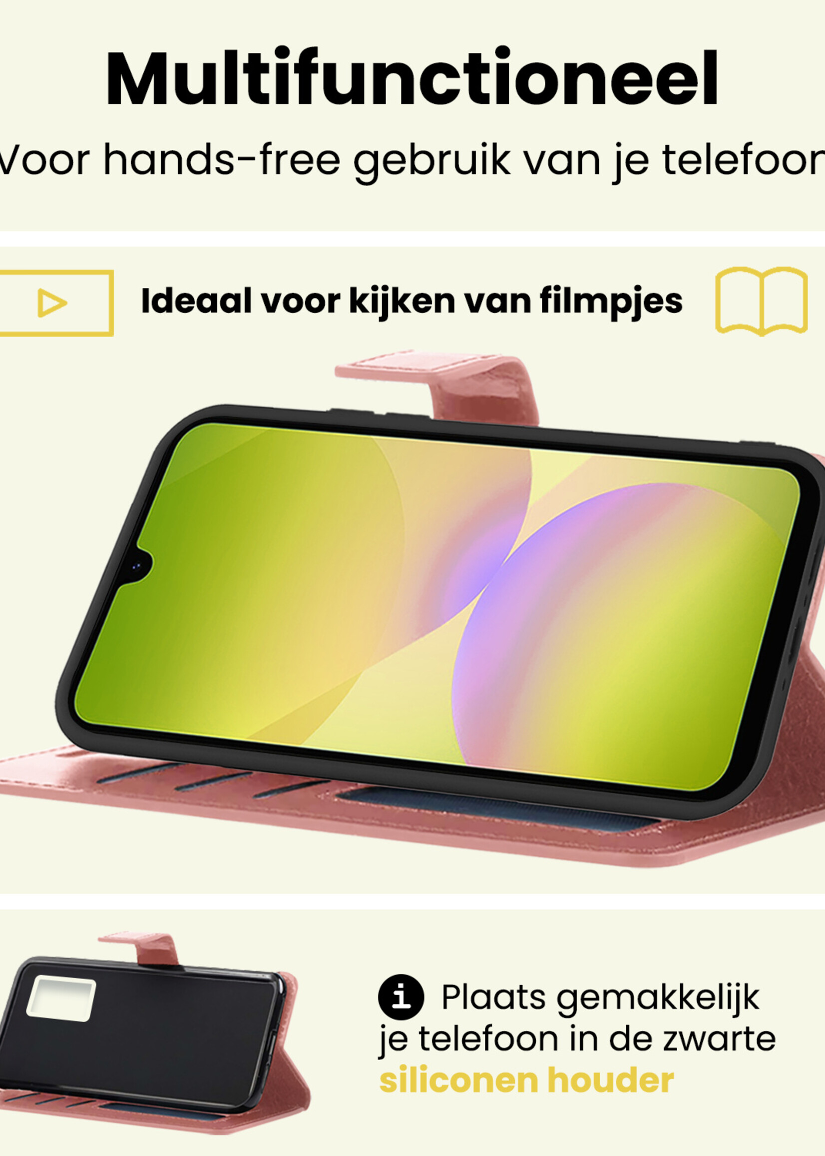 LUQ LUQ Samsung Galaxy A26 Hoesje Bookcase Met Screenprotector - Rose Goud