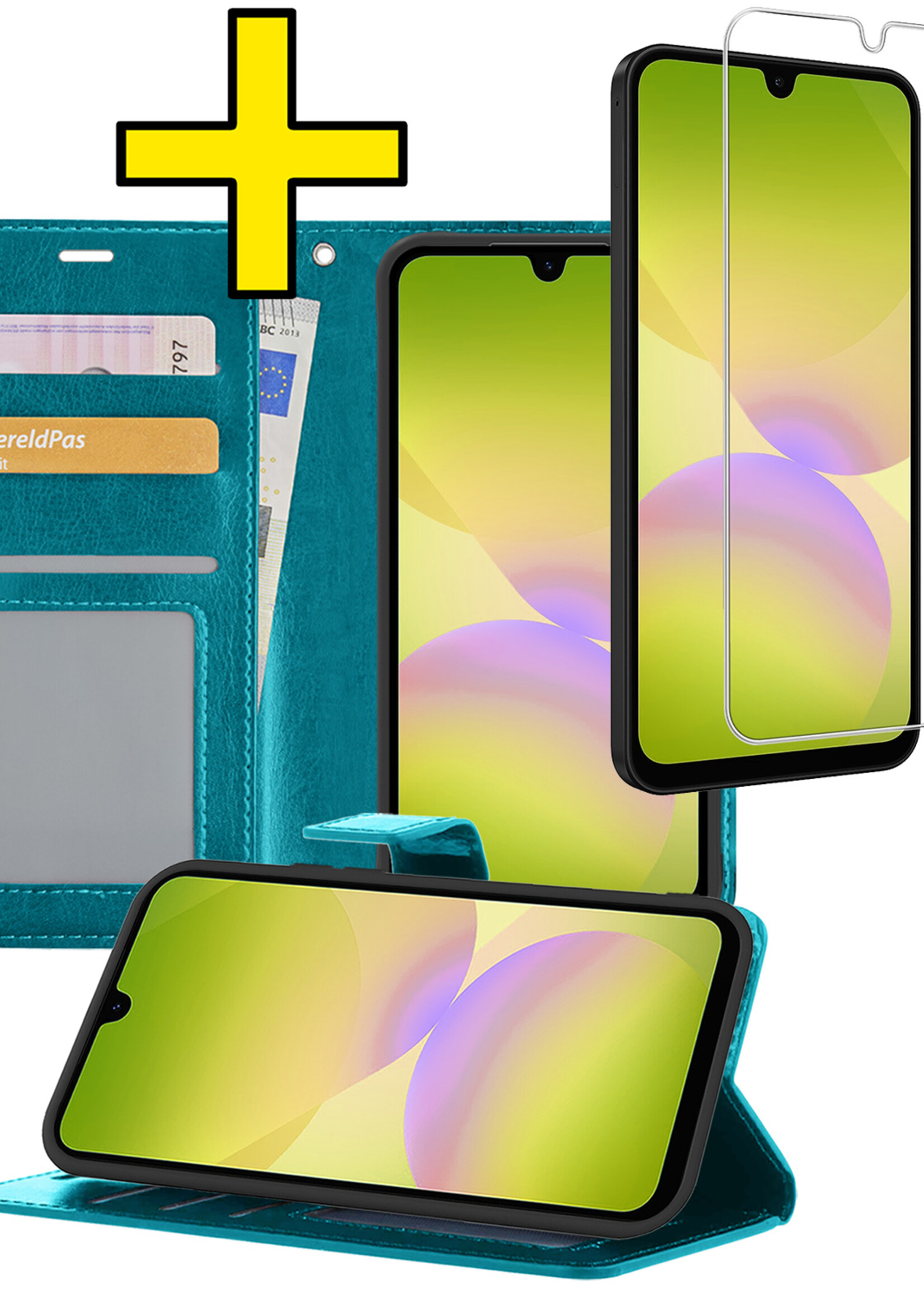 LUQ LUQ Samsung Galaxy A26 Hoesje Bookcase Met Screenprotector - Turquoise