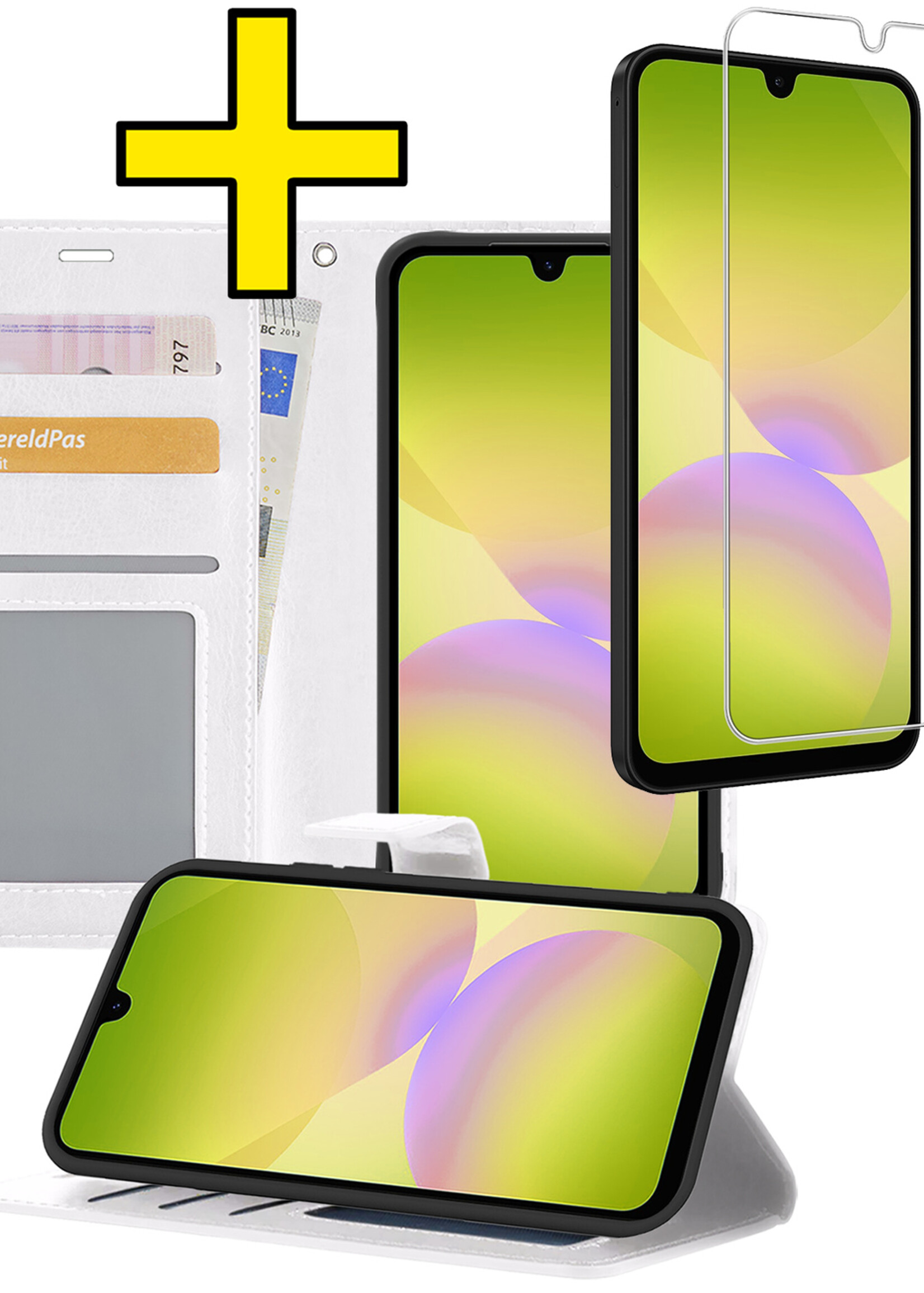 LUQ LUQ Samsung Galaxy A26 Hoesje Bookcase Met Screenprotector - Wit