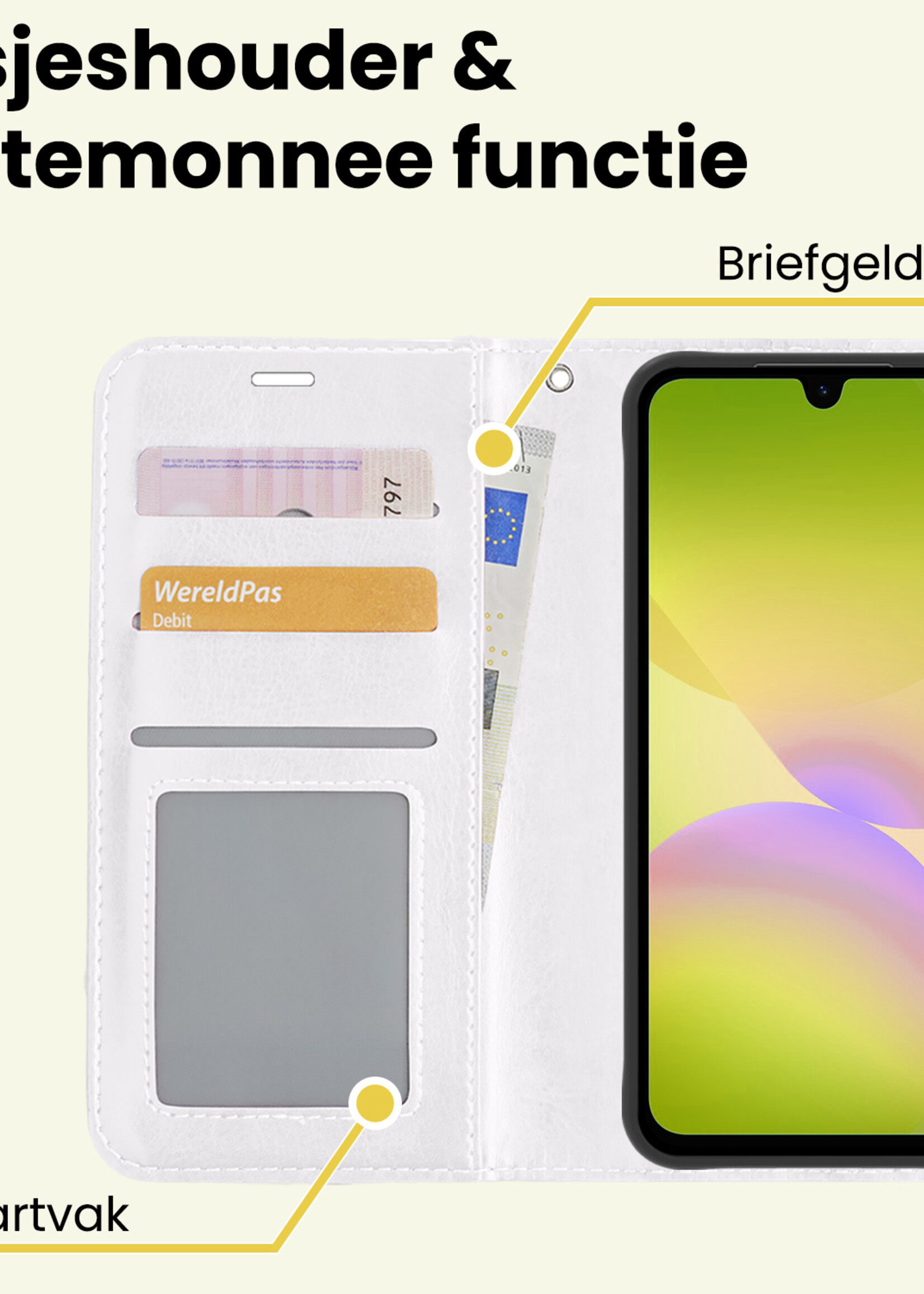 LUQ LUQ Samsung Galaxy A26 Hoesje Bookcase Met Screenprotector - Wit