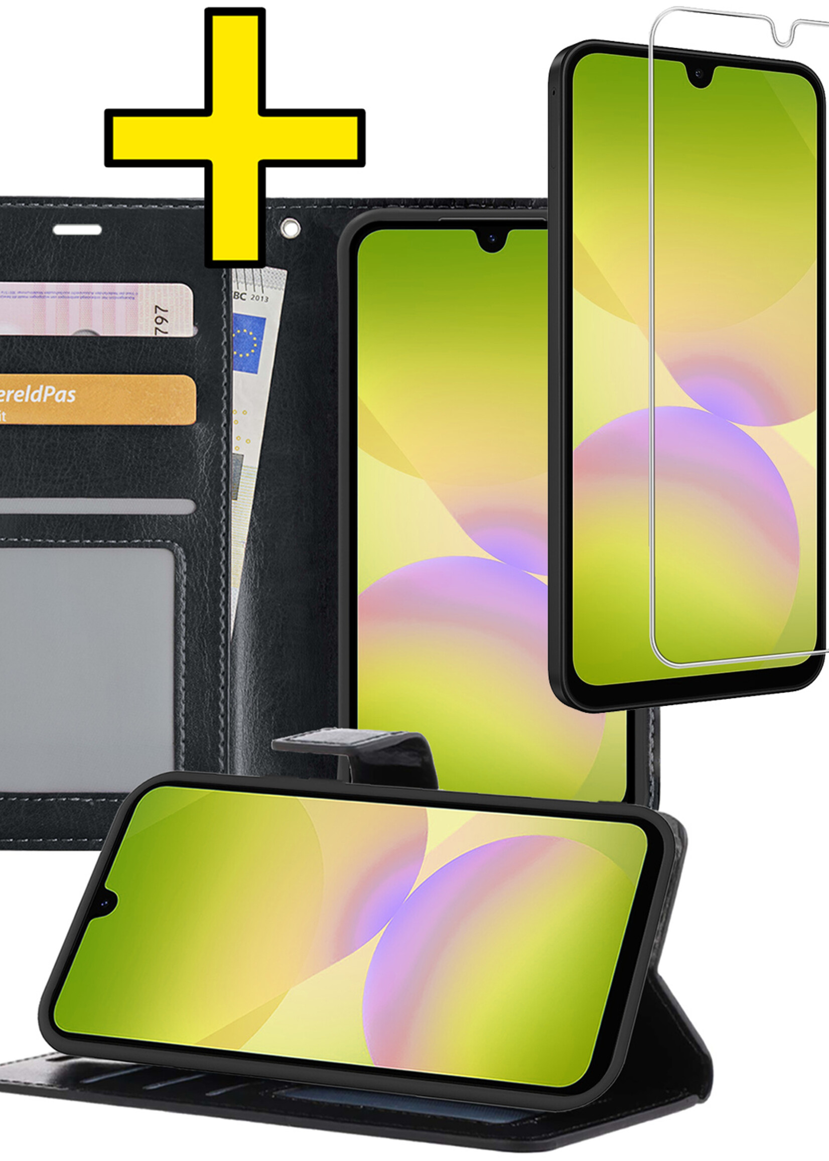 LUQ LUQ Samsung Galaxy A26 Hoesje Bookcase Met Screenprotector - Zwart