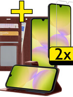 LUQ LUQ Samsung Galaxy A26 Hoesje Bookcase Met 2x Screenprotector - Bruin