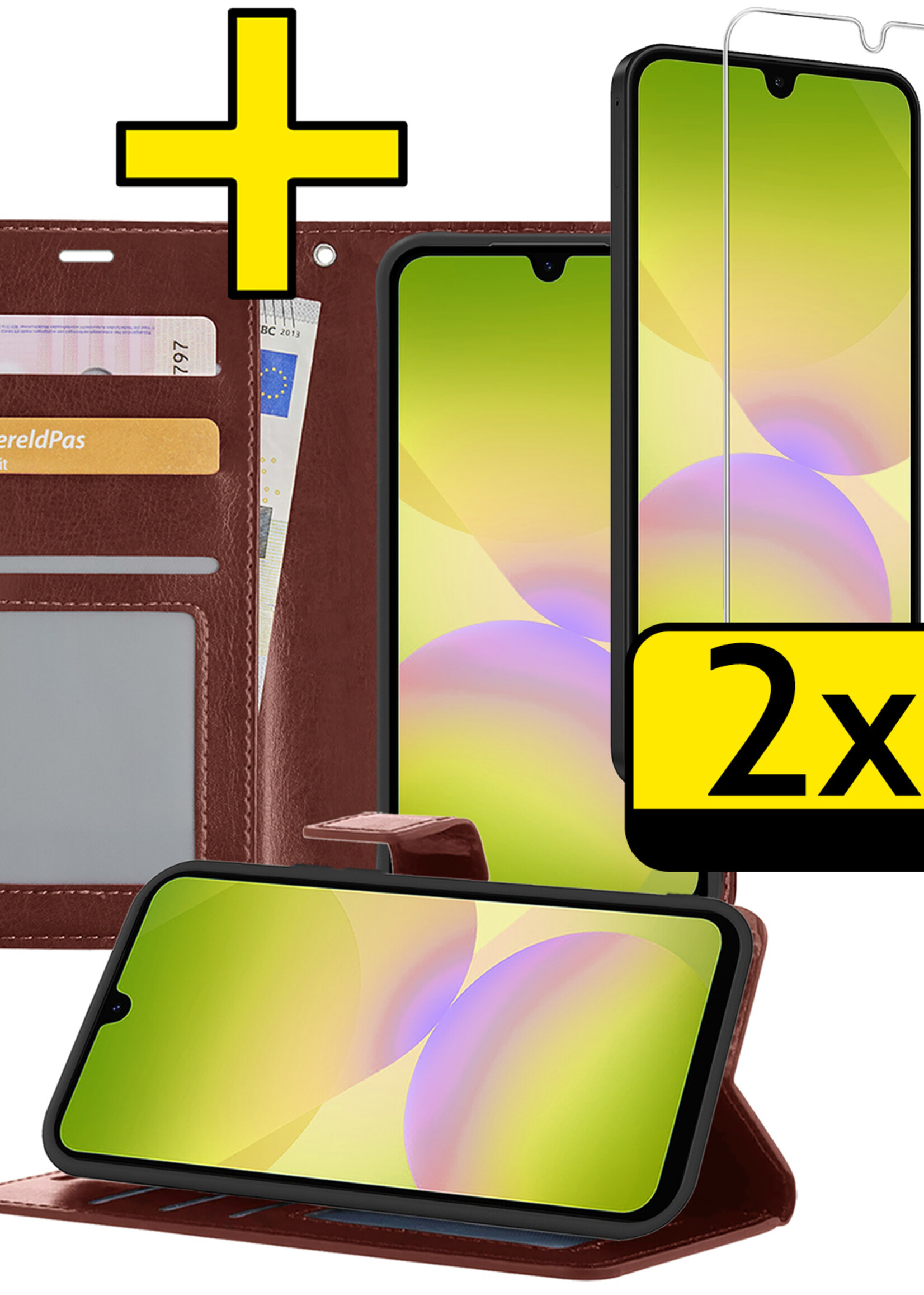 LUQ LUQ Samsung Galaxy A26 Hoesje Bookcase Met 2x Screenprotector - Bruin