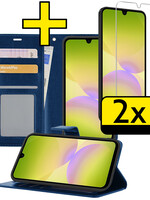LUQ LUQ Samsung Galaxy A26 Hoesje Bookcase Met 2x Screenprotector - Donkerblauw