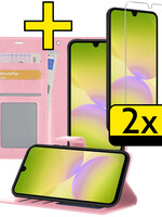 LUQ LUQ Samsung Galaxy A26 Hoesje Bookcase Met 2x Screenprotector - Lichtroze