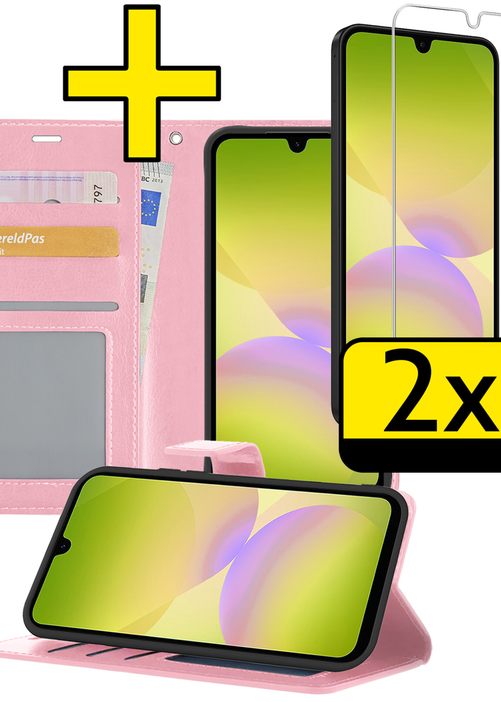 LUQ LUQ Samsung Galaxy A26 Hoesje Bookcase Met 2x Screenprotector - Lichtroze