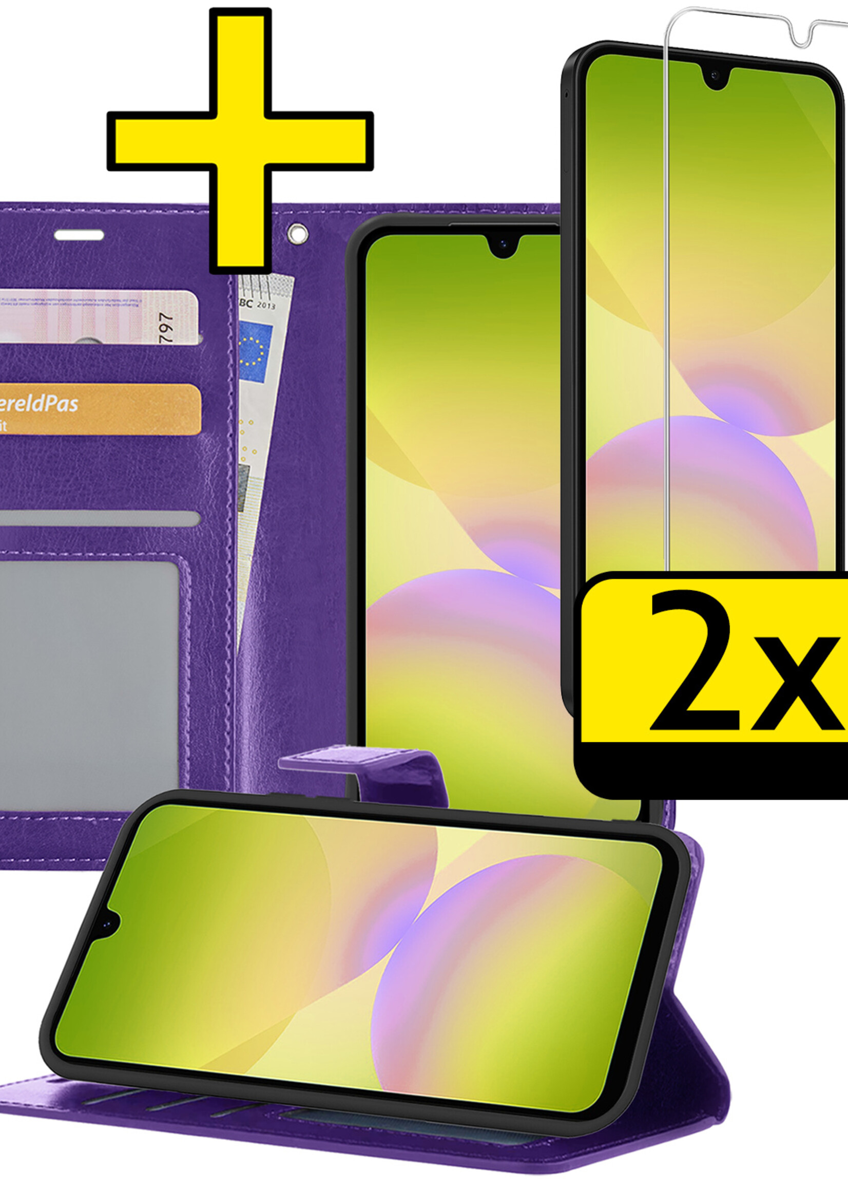 LUQ LUQ Samsung Galaxy A26 Hoesje Bookcase Met 2x Screenprotector - Paars