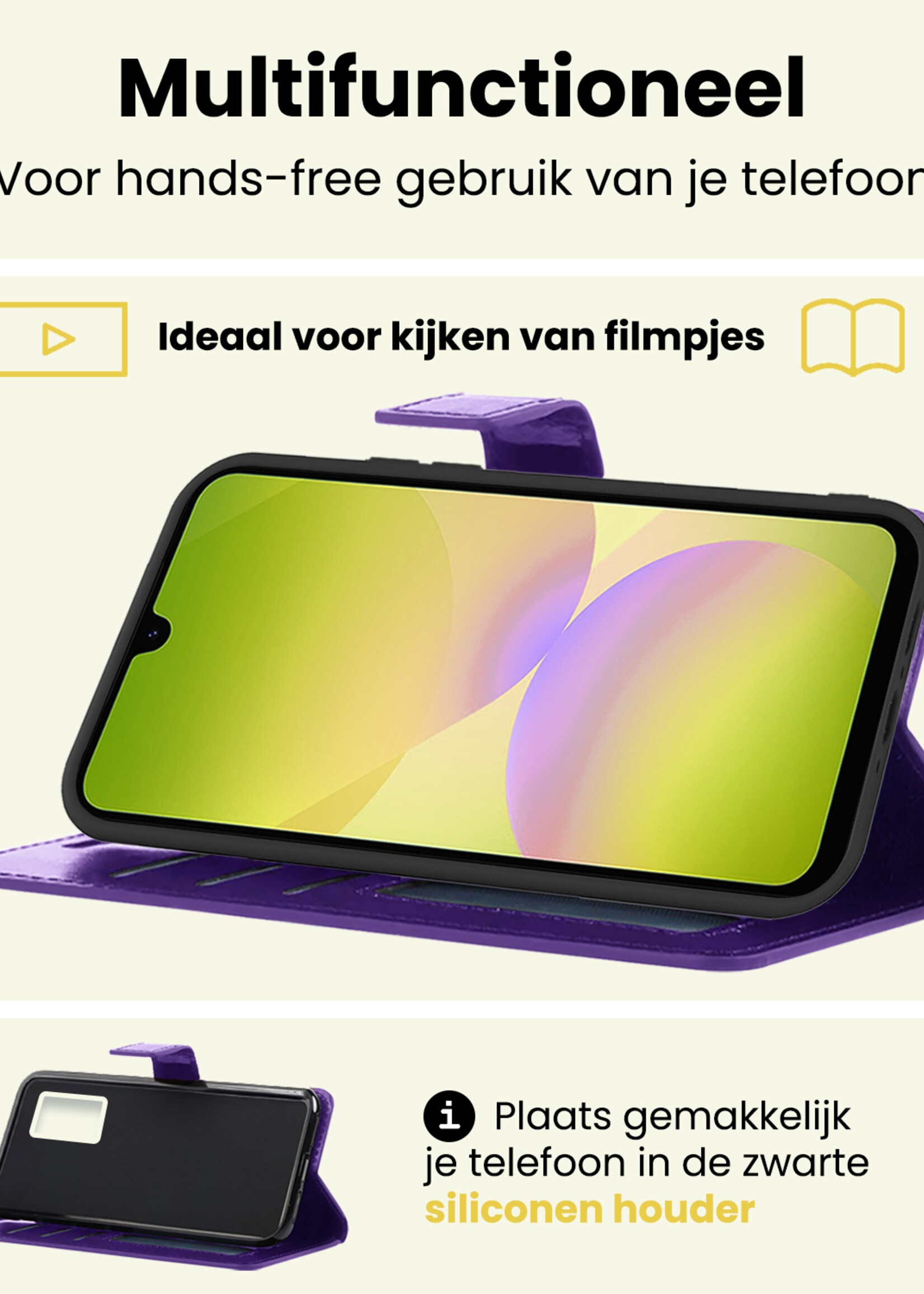 LUQ LUQ Samsung Galaxy A26 Hoesje Bookcase Met 2x Screenprotector - Paars