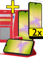 LUQ LUQ Samsung Galaxy A26 Hoesje Bookcase Met 2x Screenprotector - Rood