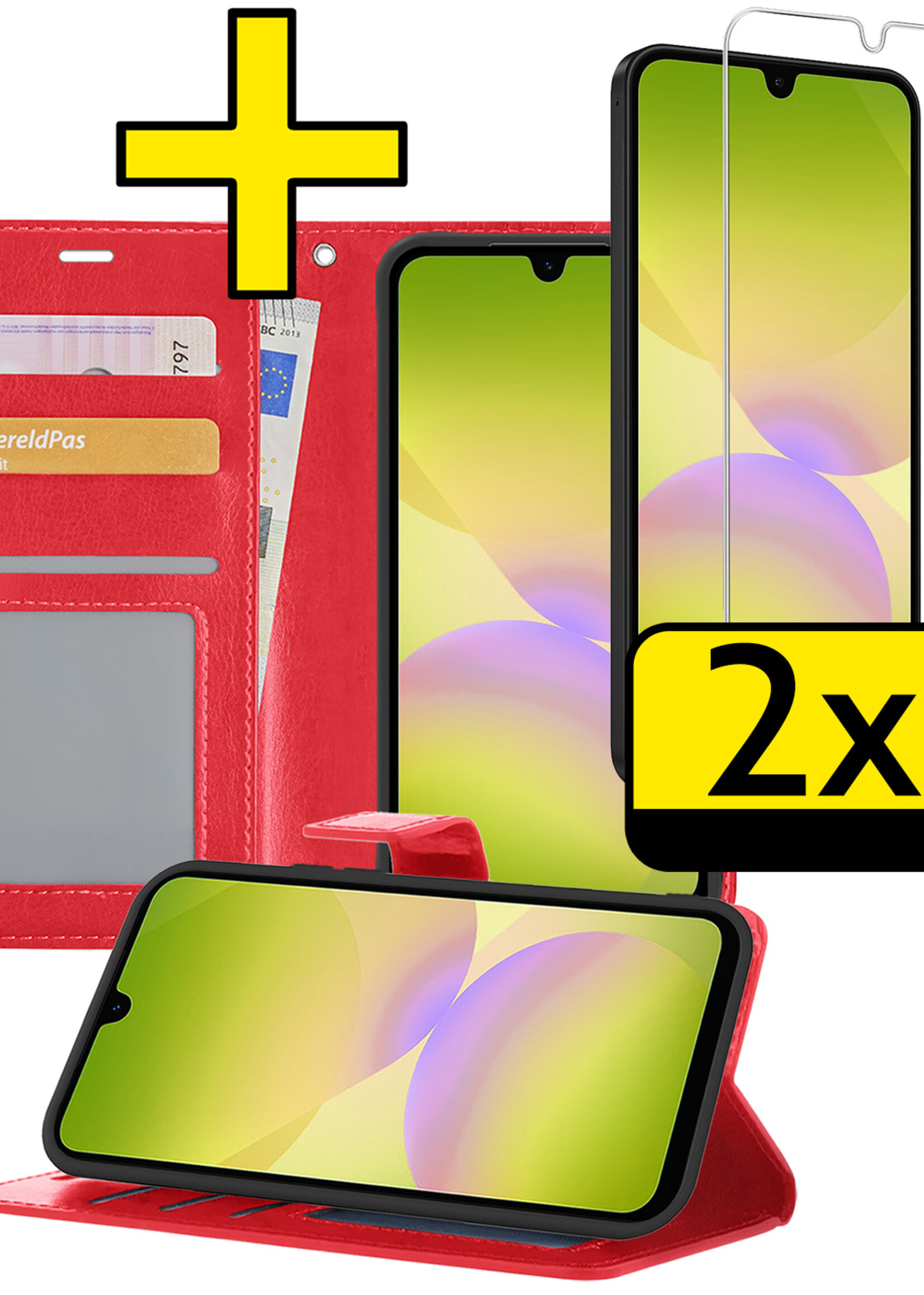 LUQ LUQ Samsung Galaxy A26 Hoesje Bookcase Met 2x Screenprotector - Rood