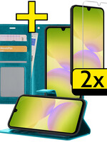 LUQ LUQ Samsung Galaxy A26 Hoesje Bookcase Met 2x Screenprotector - Turquoise