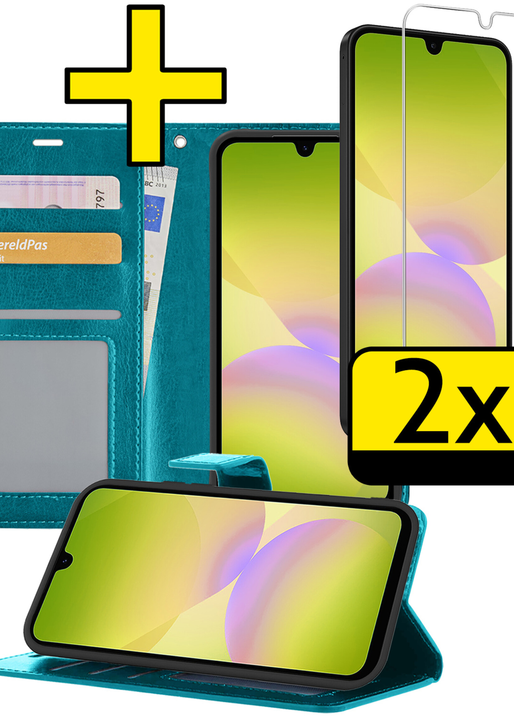 LUQ LUQ Samsung Galaxy A26 Hoesje Bookcase Met 2x Screenprotector - Turquoise