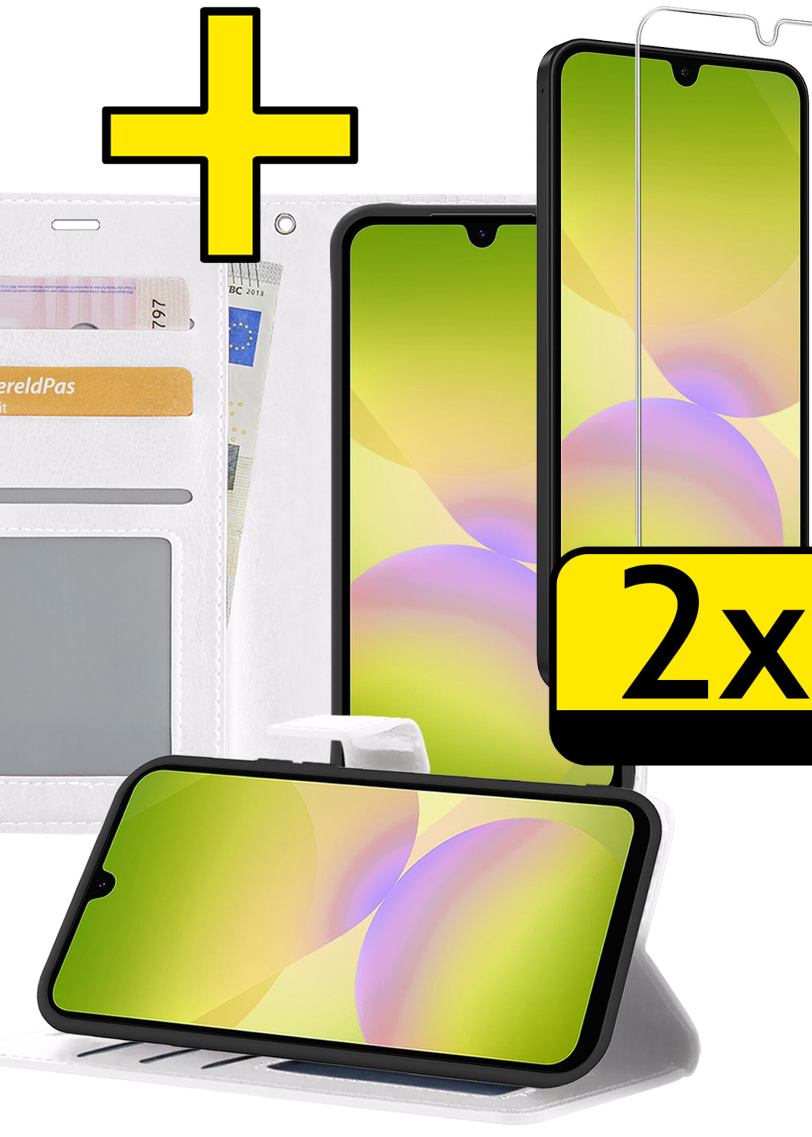 LUQ LUQ Samsung Galaxy A26 Hoesje Bookcase Met 2x Screenprotector - Wit