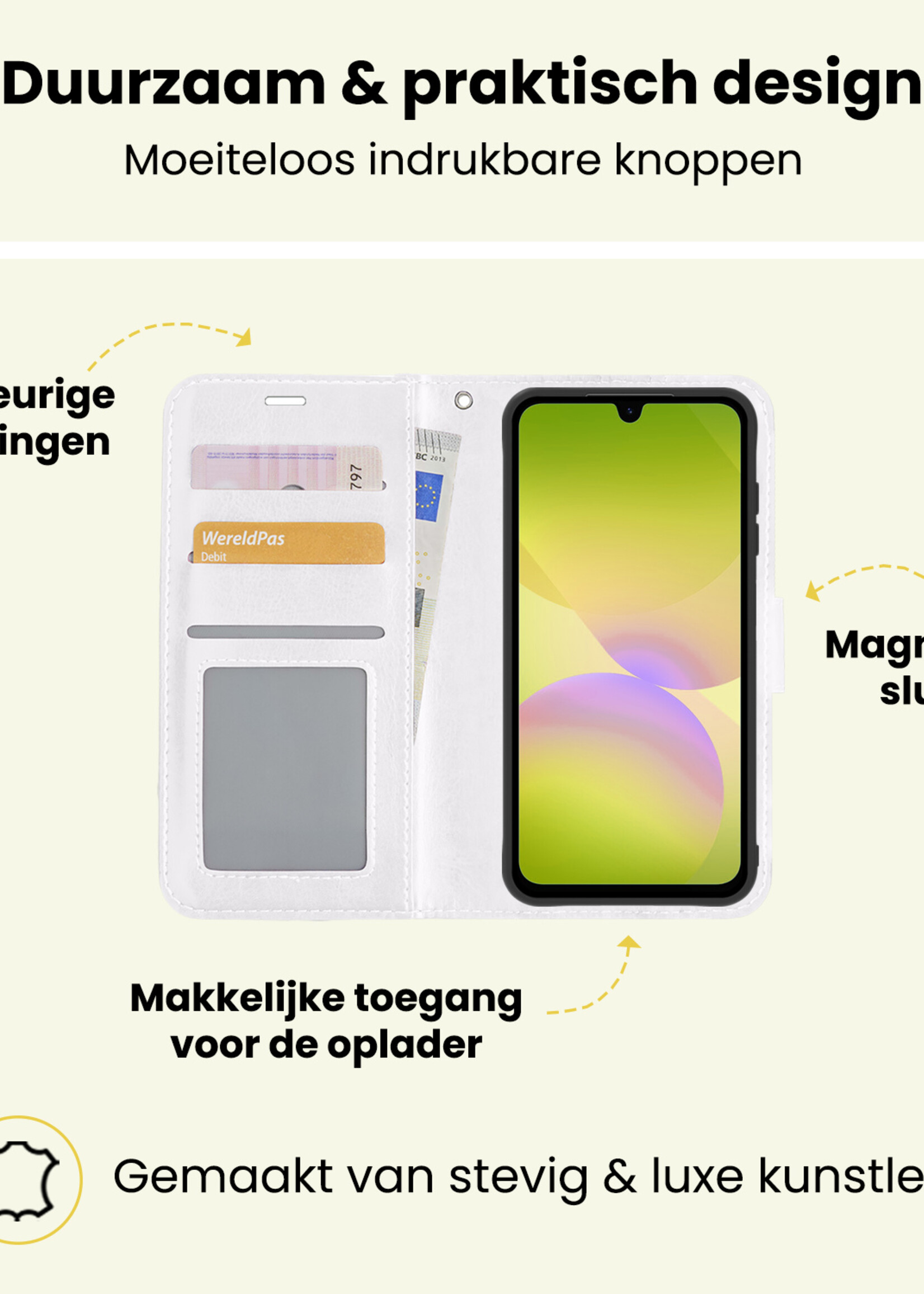 LUQ LUQ Samsung Galaxy A26 Hoesje Bookcase Met 2x Screenprotector - Wit