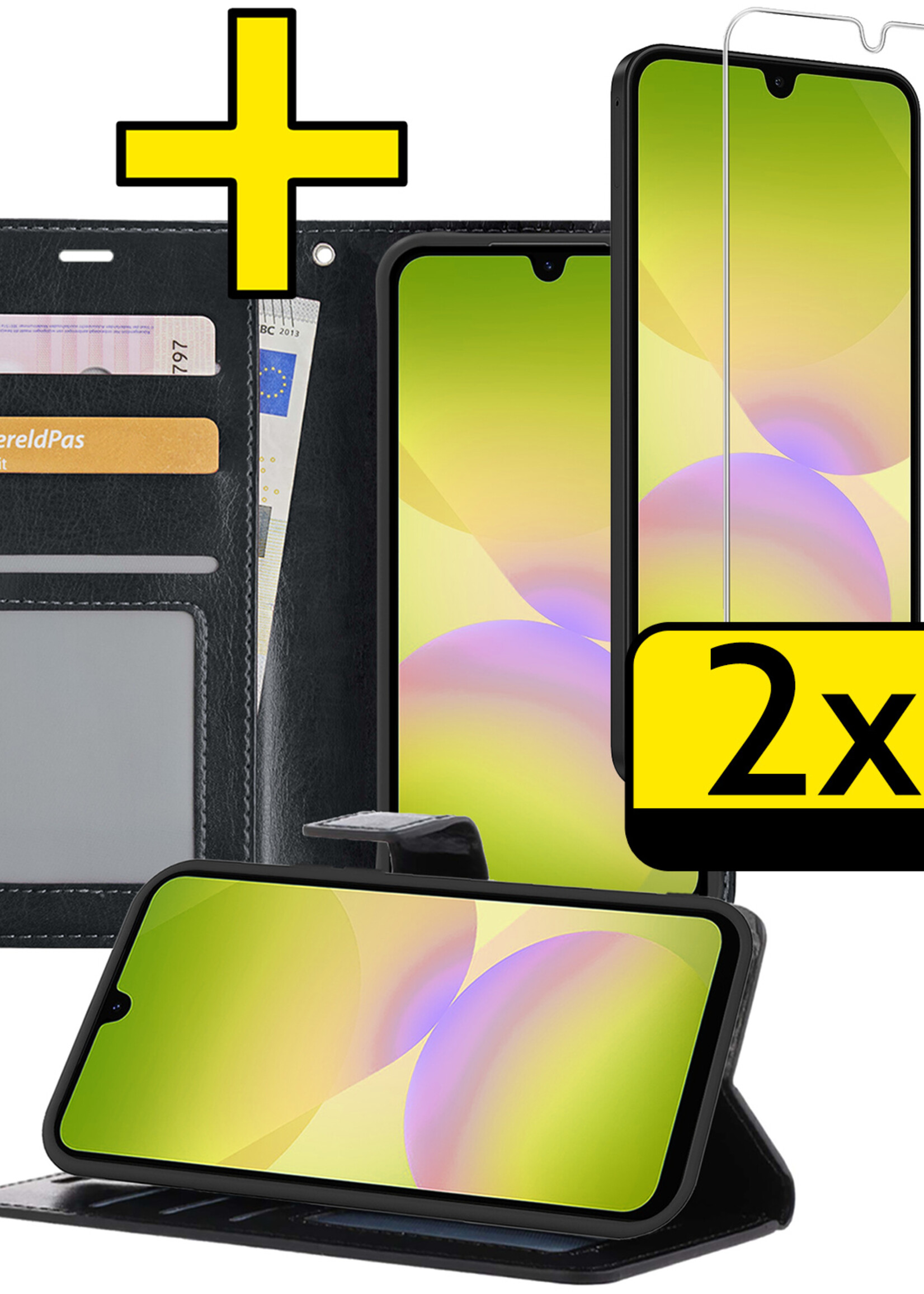 LUQ LUQ Samsung Galaxy A26 Hoesje Bookcase Met 2x Screenprotector - Zwart