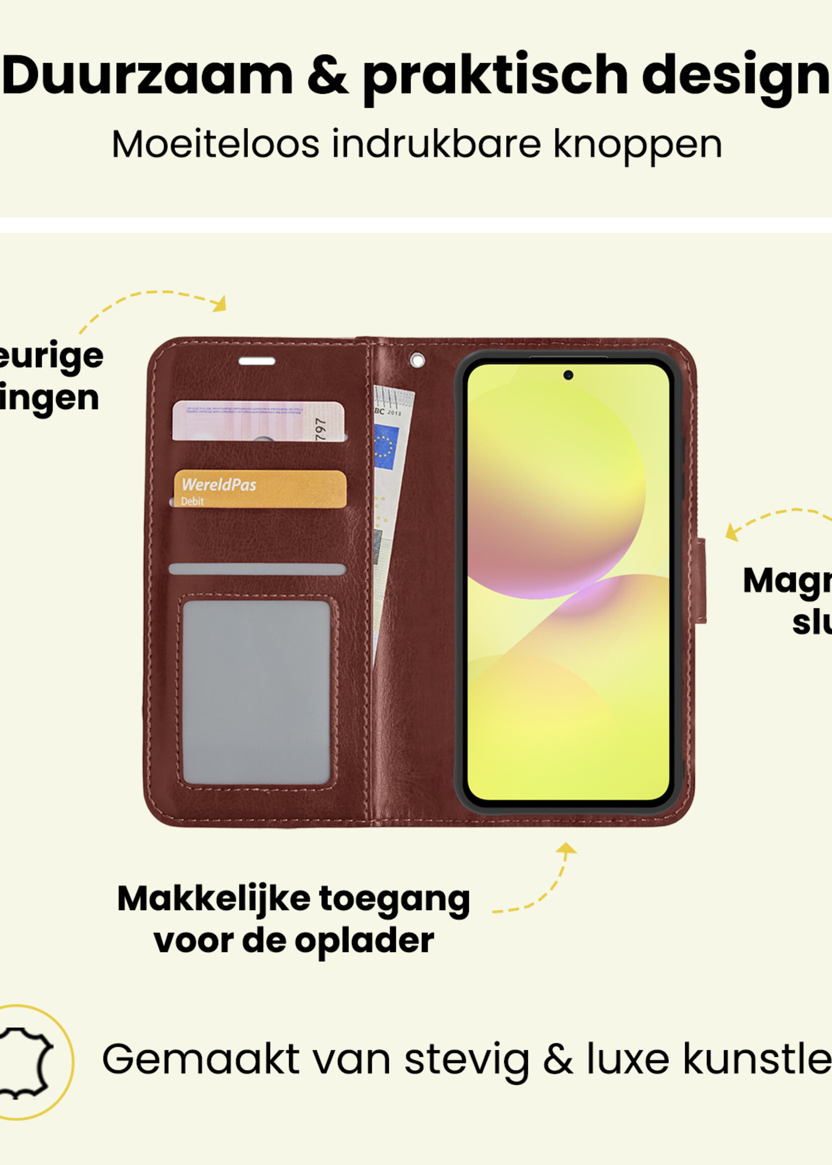 LUQ LUQ Samsung Galaxy A36 Hoesje Bookcase - Bruin