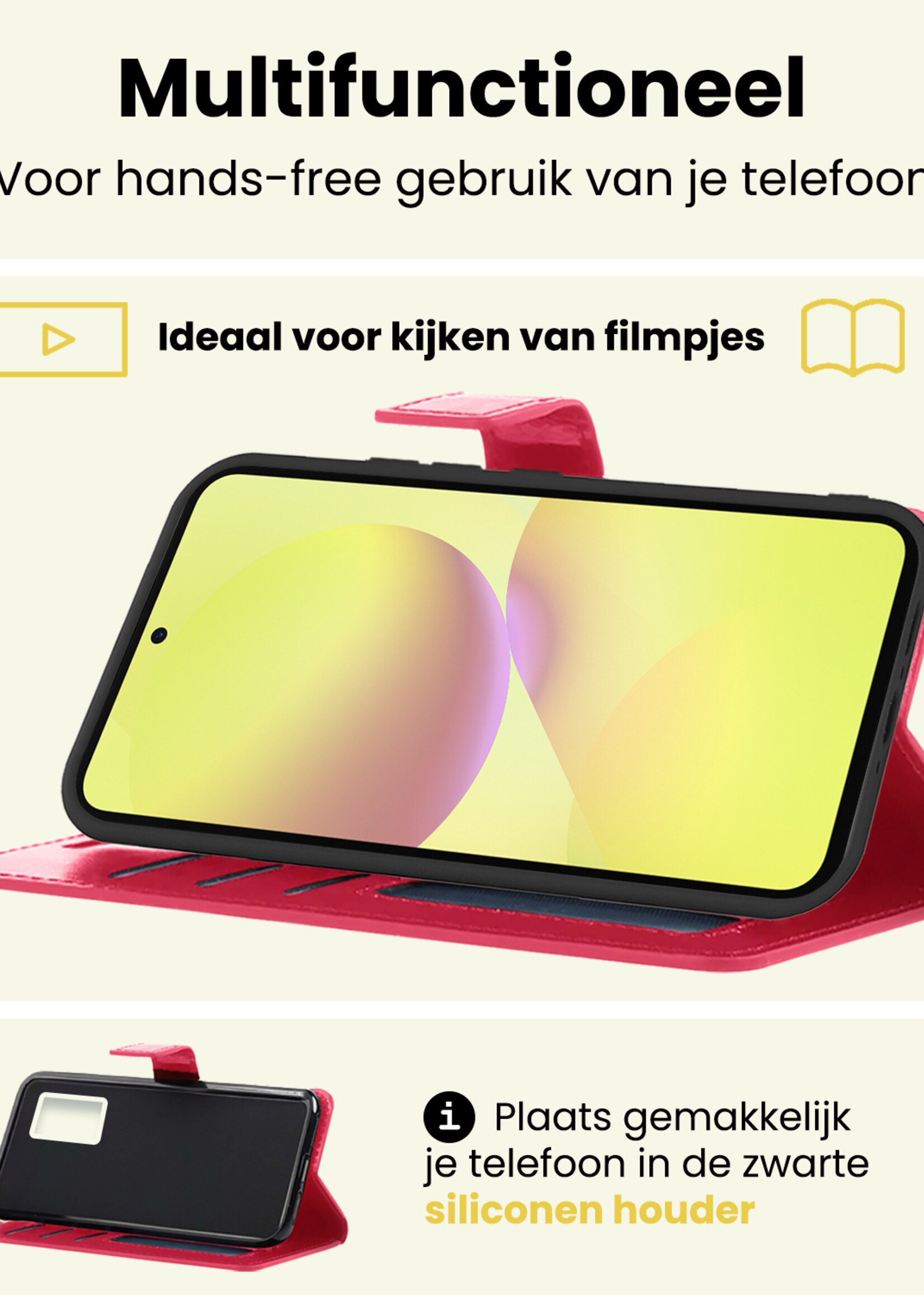 LUQ LUQ Samsung Galaxy A36 Hoesje Bookcase - Donkerroze