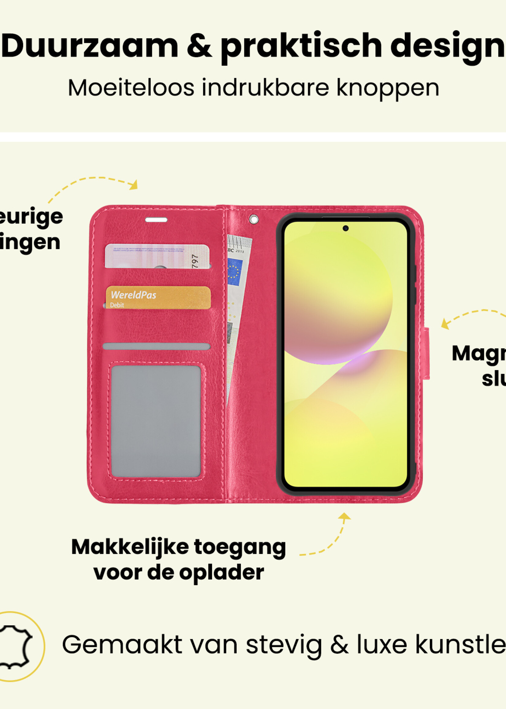 LUQ LUQ Samsung Galaxy A36 Hoesje Bookcase - Donkerroze