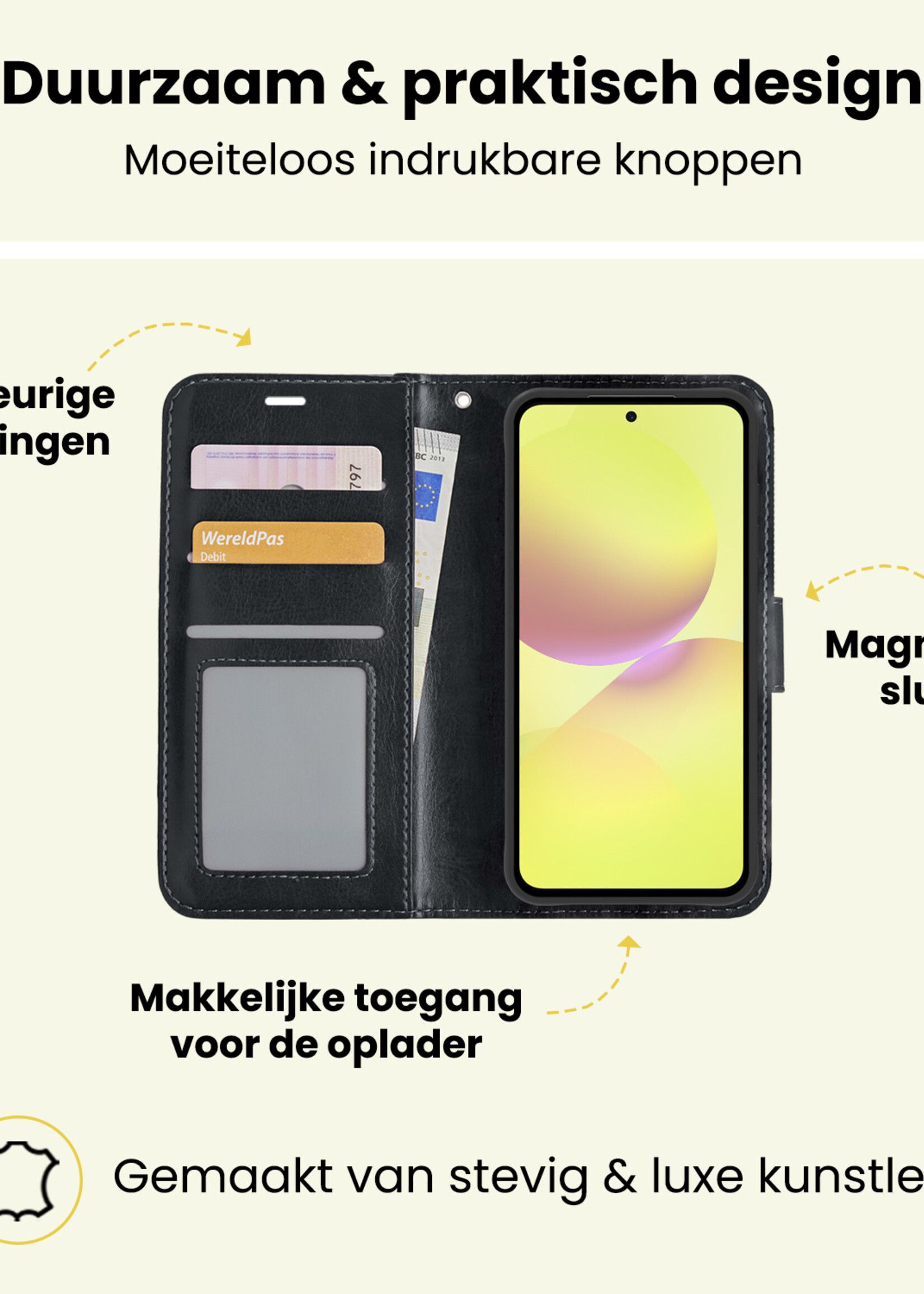 LUQ LUQ Samsung Galaxy A36 Hoesje Bookcase - Zwart